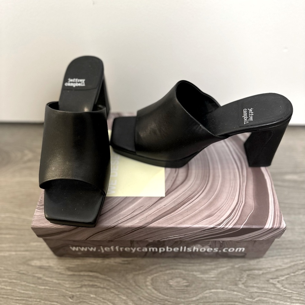 Jeffrey Campbell Black Open-toe Mules